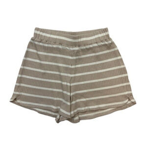 French Connection Tommy Rib Shorts Womens Extra Small Beige Stripe Elastic Waist